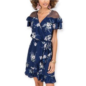 Francesca's Collections Blue Floral Mini Dress
